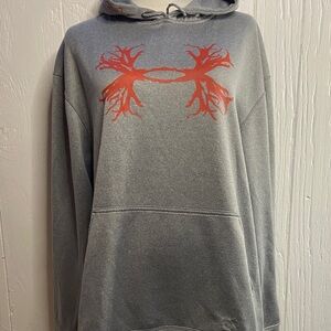 Under Armour Gray Hoodie with Red Logo Size Medium (like new)
